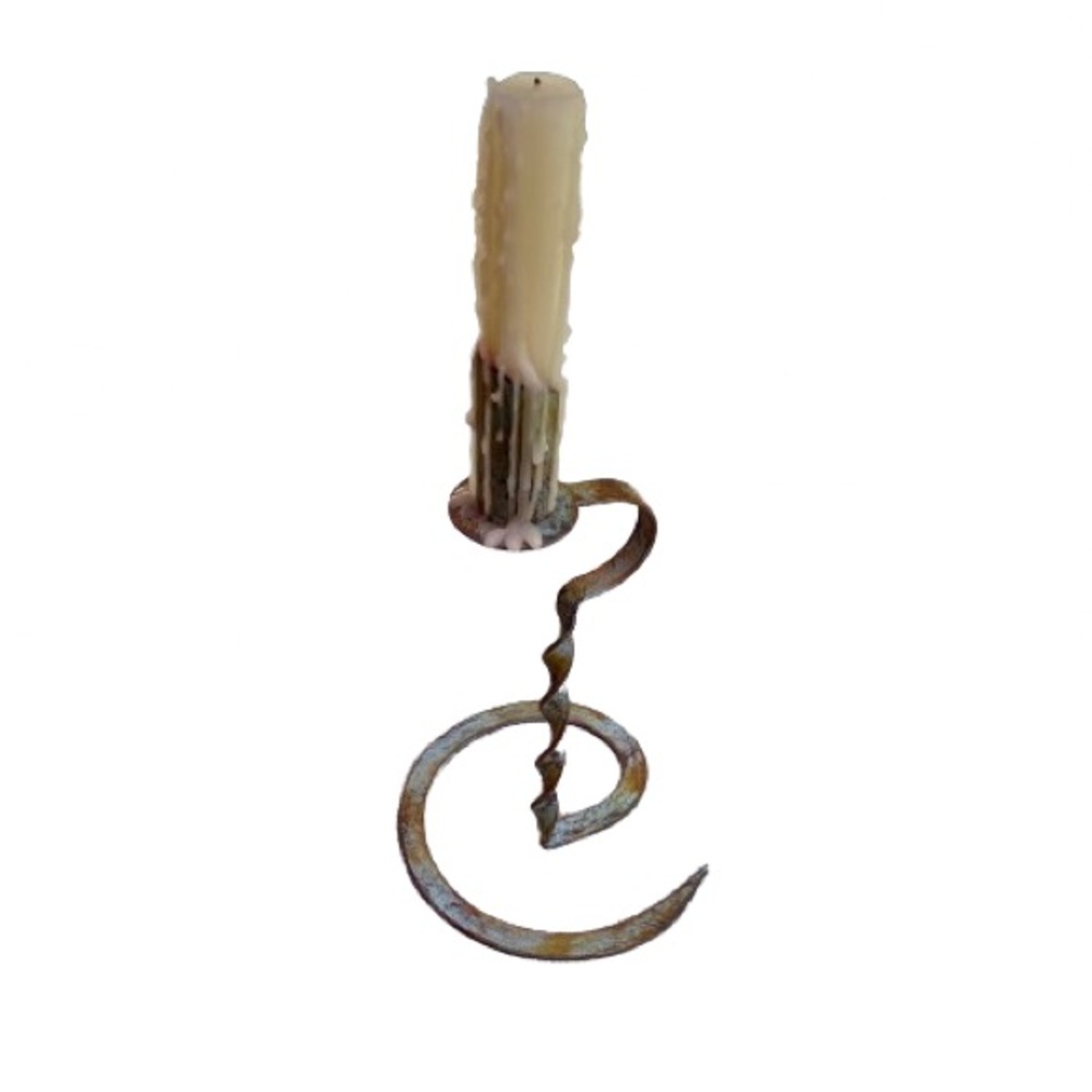 Metal Candleholder Aged Patina Contemporary Style